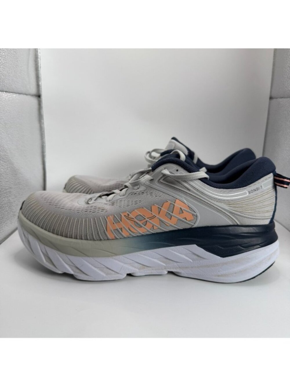 Hoka One One W Bondi 7 Shoes Women Size 10 Gray Blue Running Cushioned - Picture 5 of 10